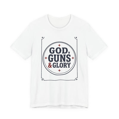 God Guns and Glory vintage western badge t-shirt design
