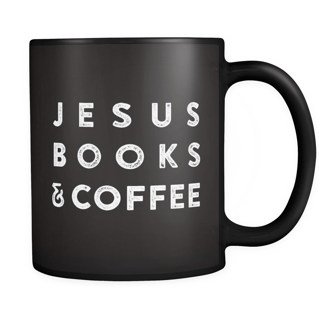 JESUS BOOKS & COFFEE - Black MUG - Adoration Apparel | Christian Shirts, Hats, for Women, Men and Toddlers